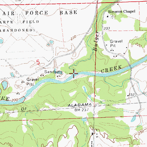 Topographic Map of Bulger Creek, AL