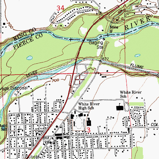 Topographic Map of Buckley Cemetery, WA