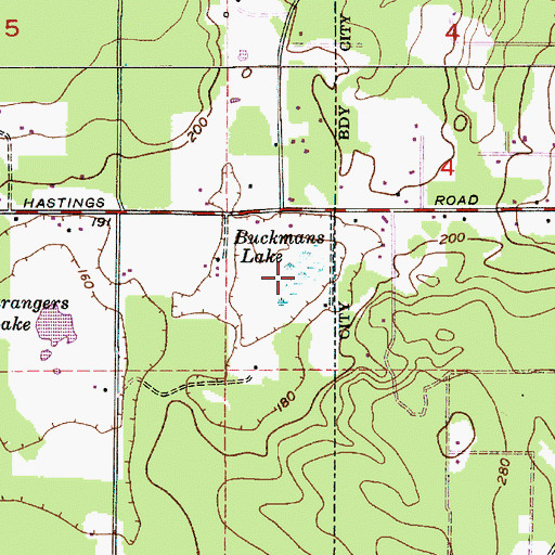 Topographic Map of Buckmans Lake, WA