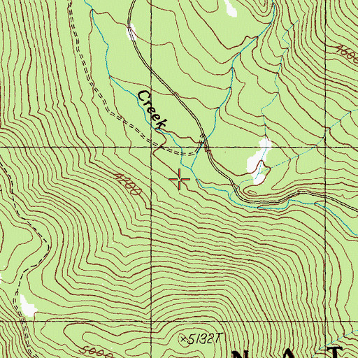 Topographic Map of Bud Creek, WA