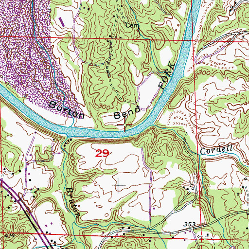 Topographic Map of Burton Bend, AL