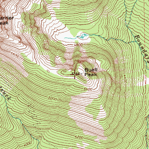 Topographic Map of Buell Peak, WA