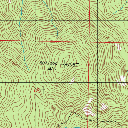 Topographic Map of Bulldog Mountain, WA
