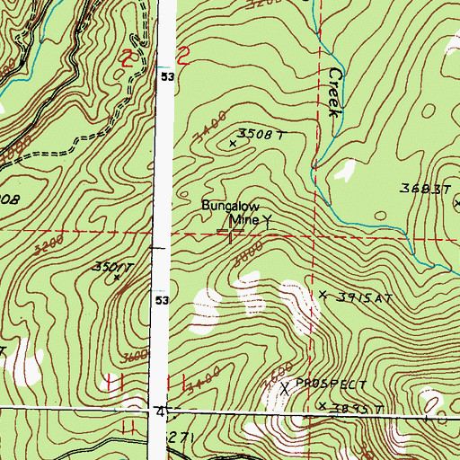 Topographic Map of Bungalow Mine, WA