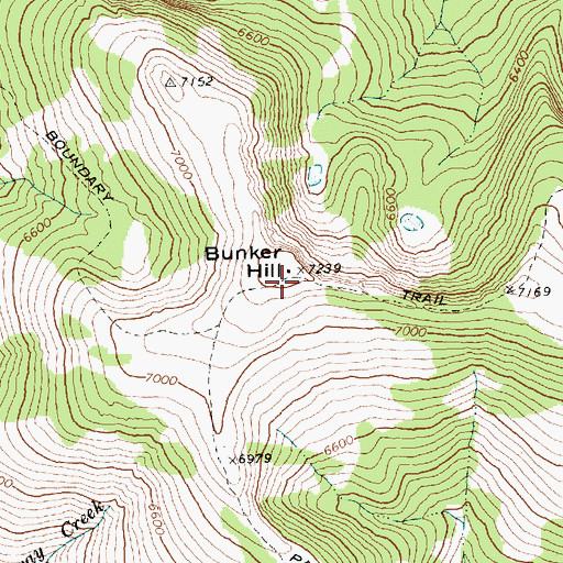 Topographic Map of Bunker Hill, WA