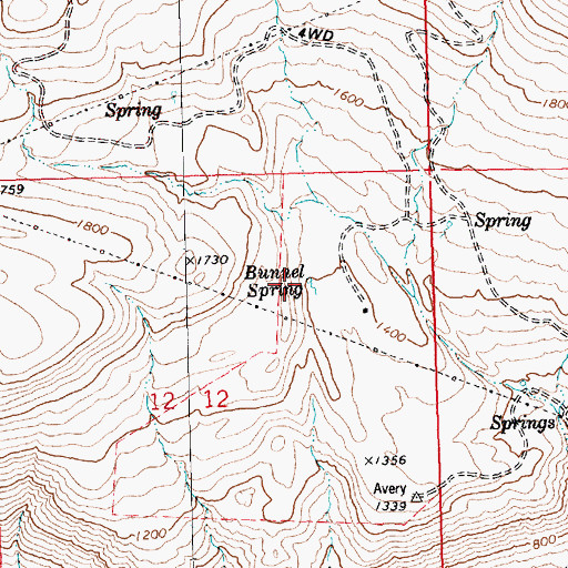 Topographic Map of Bunnel Spring, WA