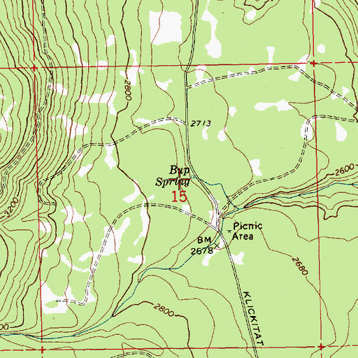 Topographic Map of Bup Spring, WA