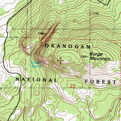Topographic Map of Burge Mountain, WA