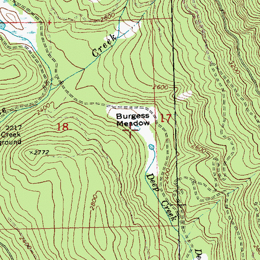 Topographic Map of Burgess Meadow, WA