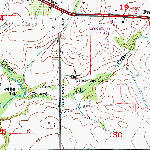 Topographic Map of Cambridge Methodist Church, AL
