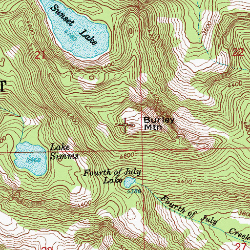 Topographic Map of Burley Mountain, WA