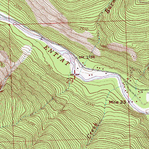Topographic Map of Burns Creek, WA