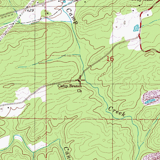 Topographic Map of Camp Branch Baptist Church, AL