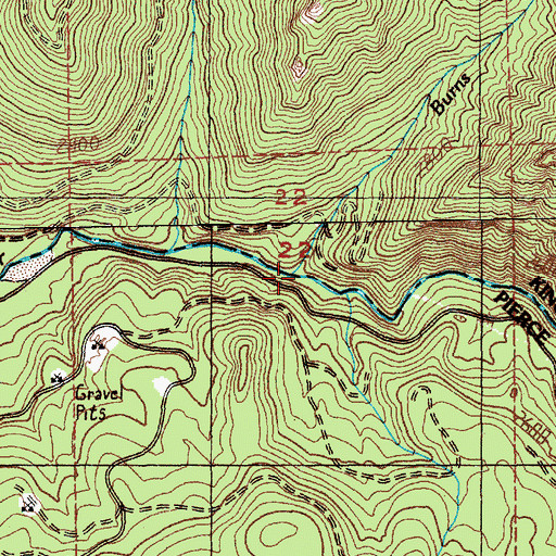 Topographic Map of Burns Creek, WA