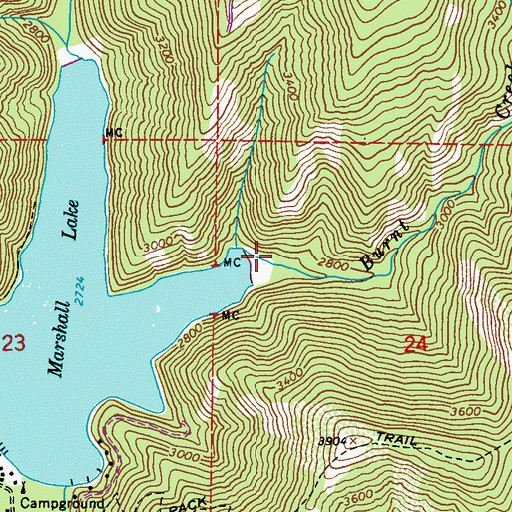 Topographic Map of Burnt Creek, WA