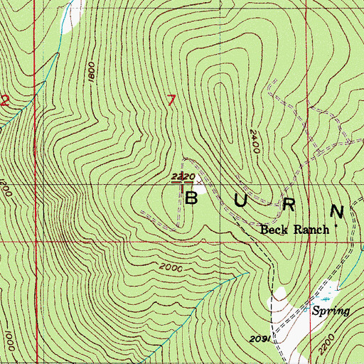 Topographic Map of Burnt Hill, WA