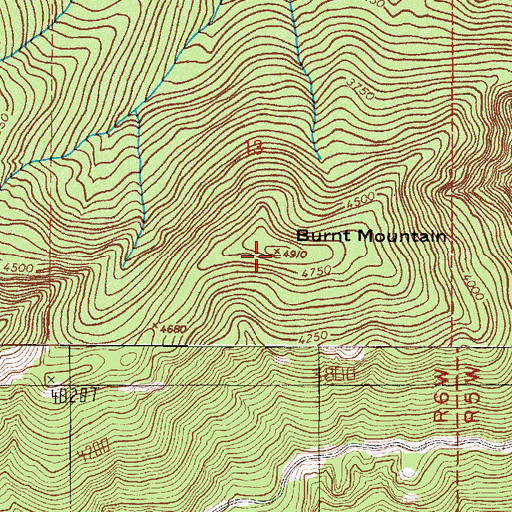 Topographic Map of Burnt Mountain, WA