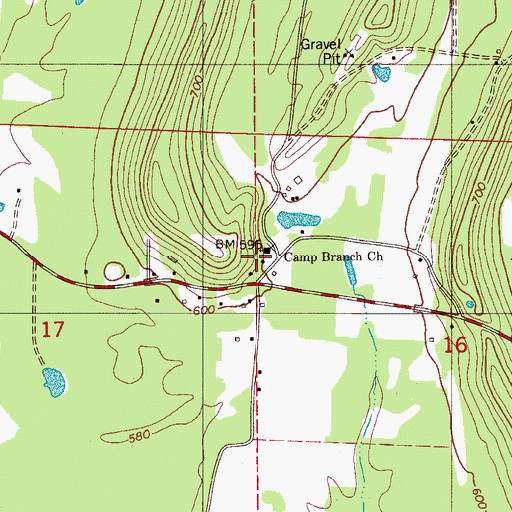 Topographic Map of Camp Branch United Methodist Church, AL