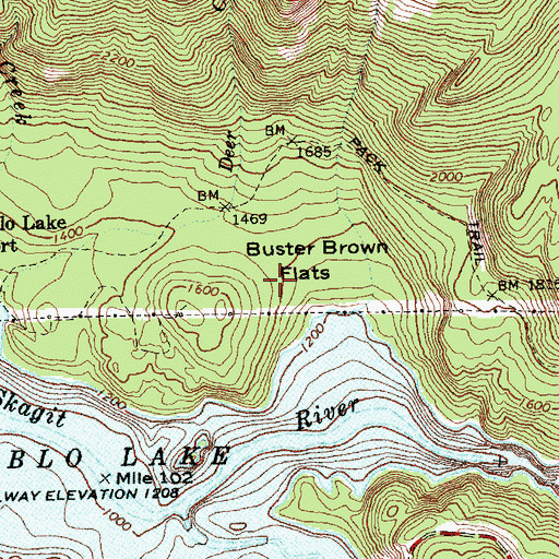 Topographic Map of Butler Brown Flats, WA