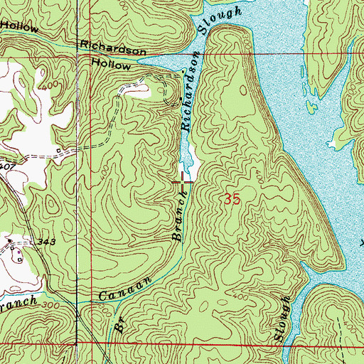Topographic Map of Canaan Branch, AL