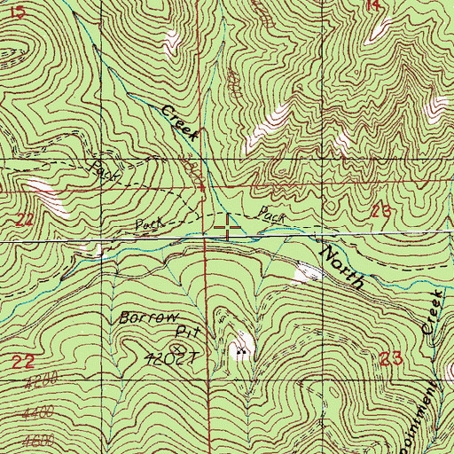 Topographic Map of Butte Creek, WA