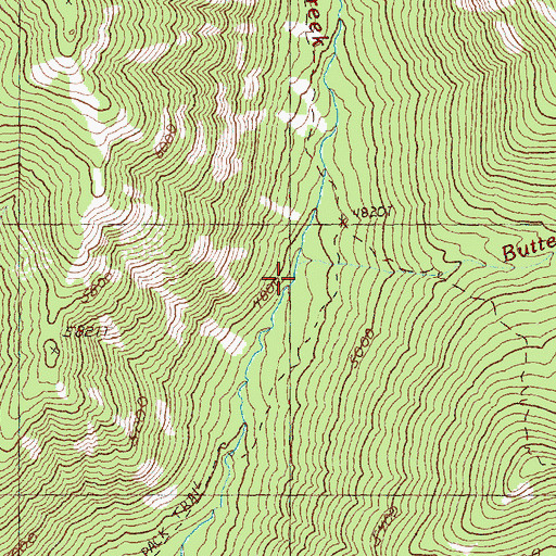 Topographic Map of Butte Creek, WA