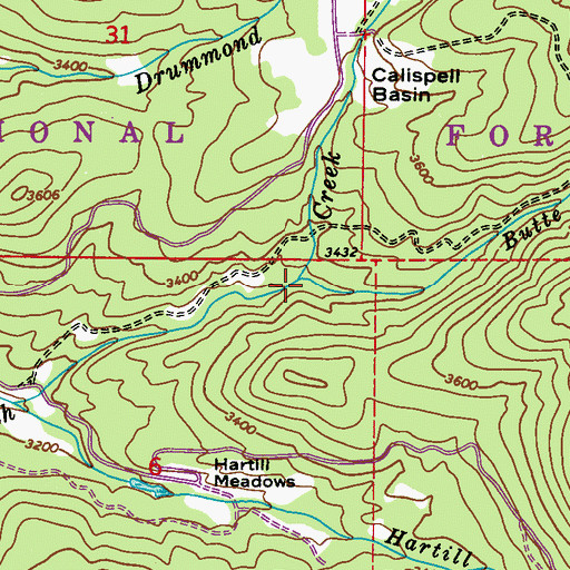 Topographic Map of Butte Creek, WA