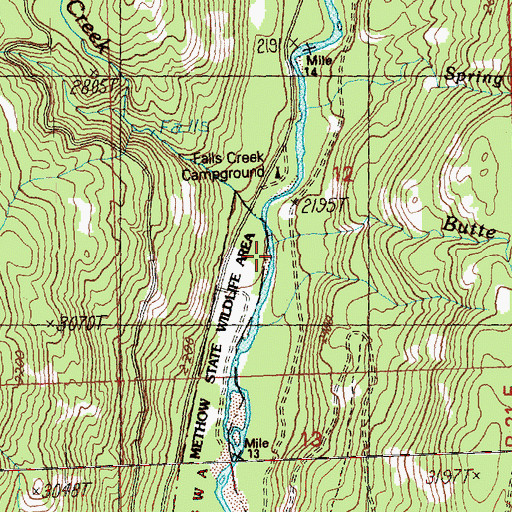 Topographic Map of Butte Creek, WA