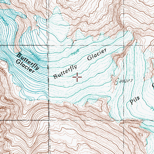 Topographic Map of Butterfly Glacier, WA