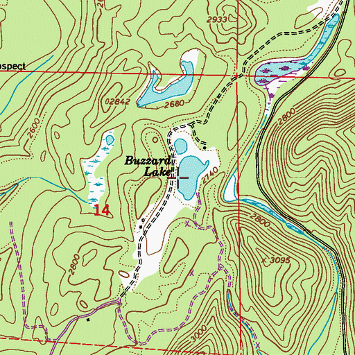 Topographic Map of Buzzard Lake, WA