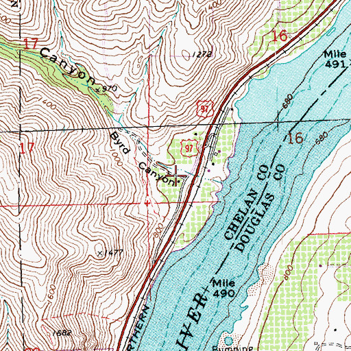 Topographic Map of Byrd Canyon, WA