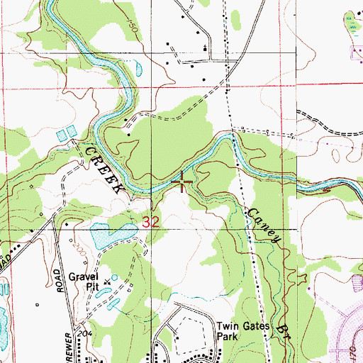 Topographic Map of Caney Branch, AL