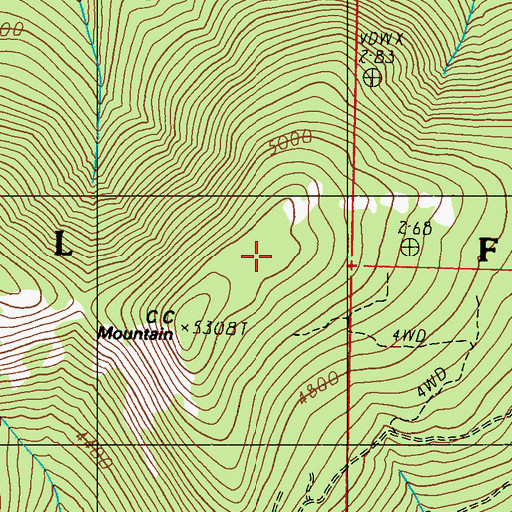 Topographic Map of C C Mountain, WA