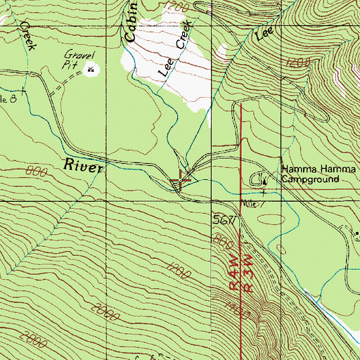 Topographic Map of Cabin Creek, WA