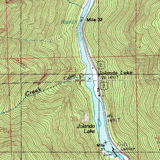 Topographic Map of Cabin Creek, WA
