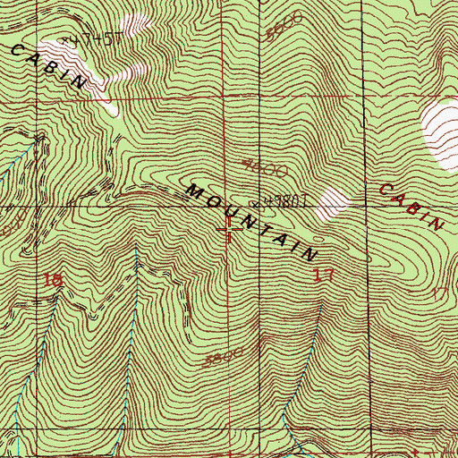 Topographic Map of Cabin Mountain, WA