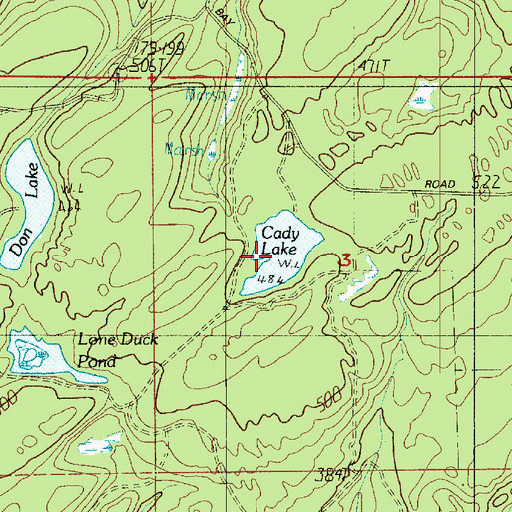 Topographic Map of Cady Lake, WA