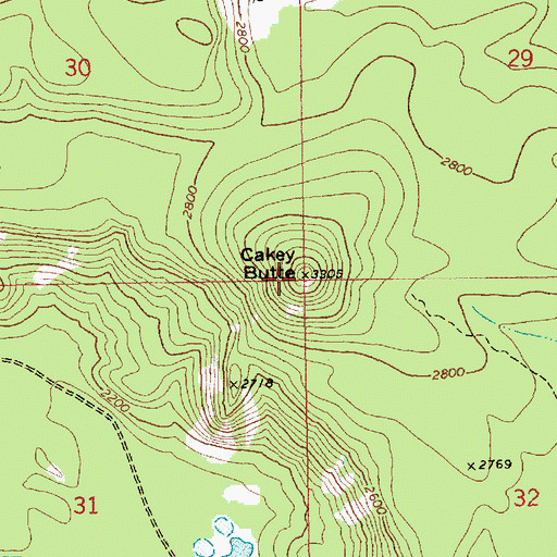 Topographic Map of Cakey Butte, WA