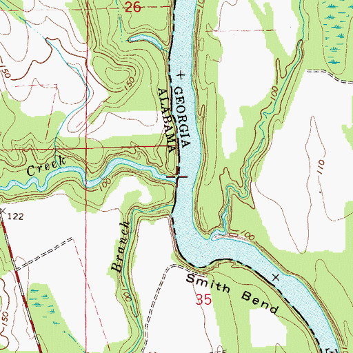 Topographic Map of Cedar Creek, AL