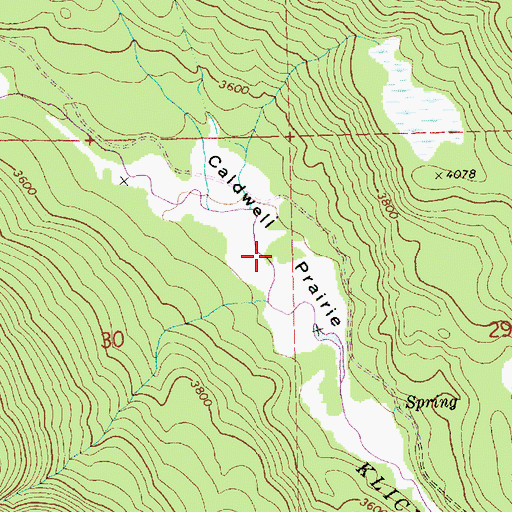 Topographic Map of Caldwell Prairie, WA