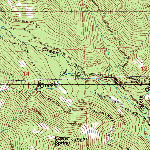 Topographic Map of Calf Creek, WA