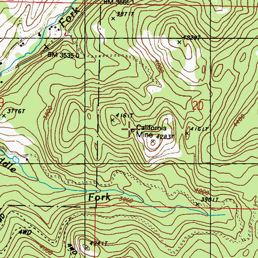 Topographic Map of California Mine, WA