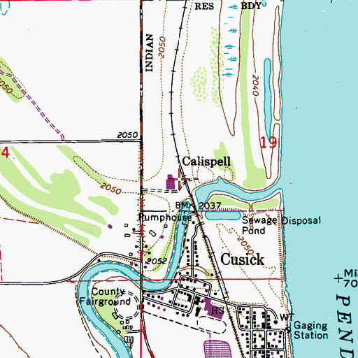 Topographic Map of Calispell, WA