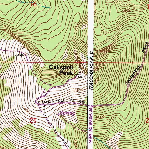 Topographic Map of Calispell Peak, WA