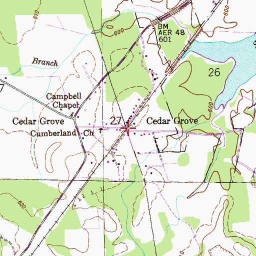 Topographic Map of Cedar Grove, AL