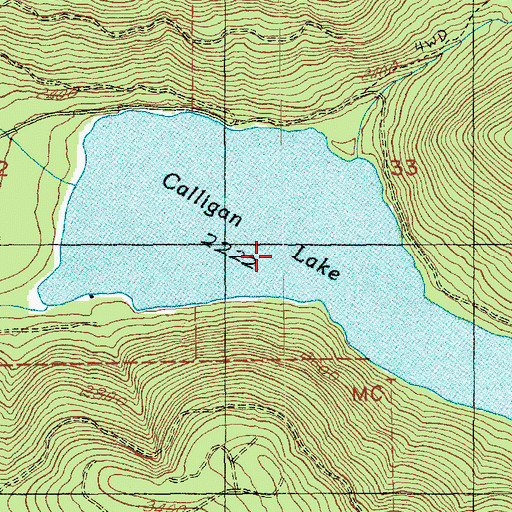 Topographic Map of Calligan Lake, WA