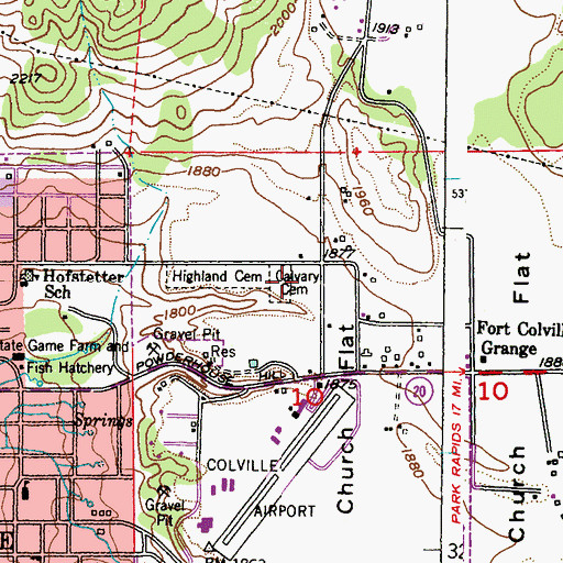 Topographic Map of Calvary Cemetery, WA