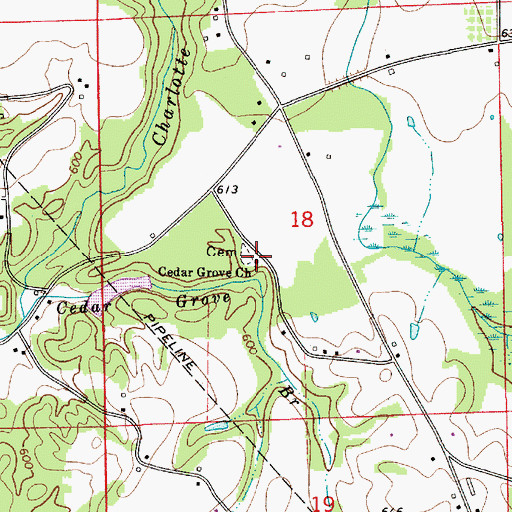 Topographic Map of Cedar Grove Methodist Church, AL