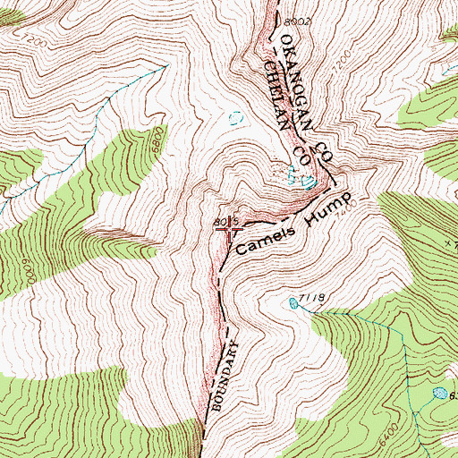 Topographic Map of Camels Hump, WA