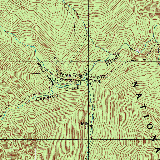 Topographic Map of Cameron Creek, WA
